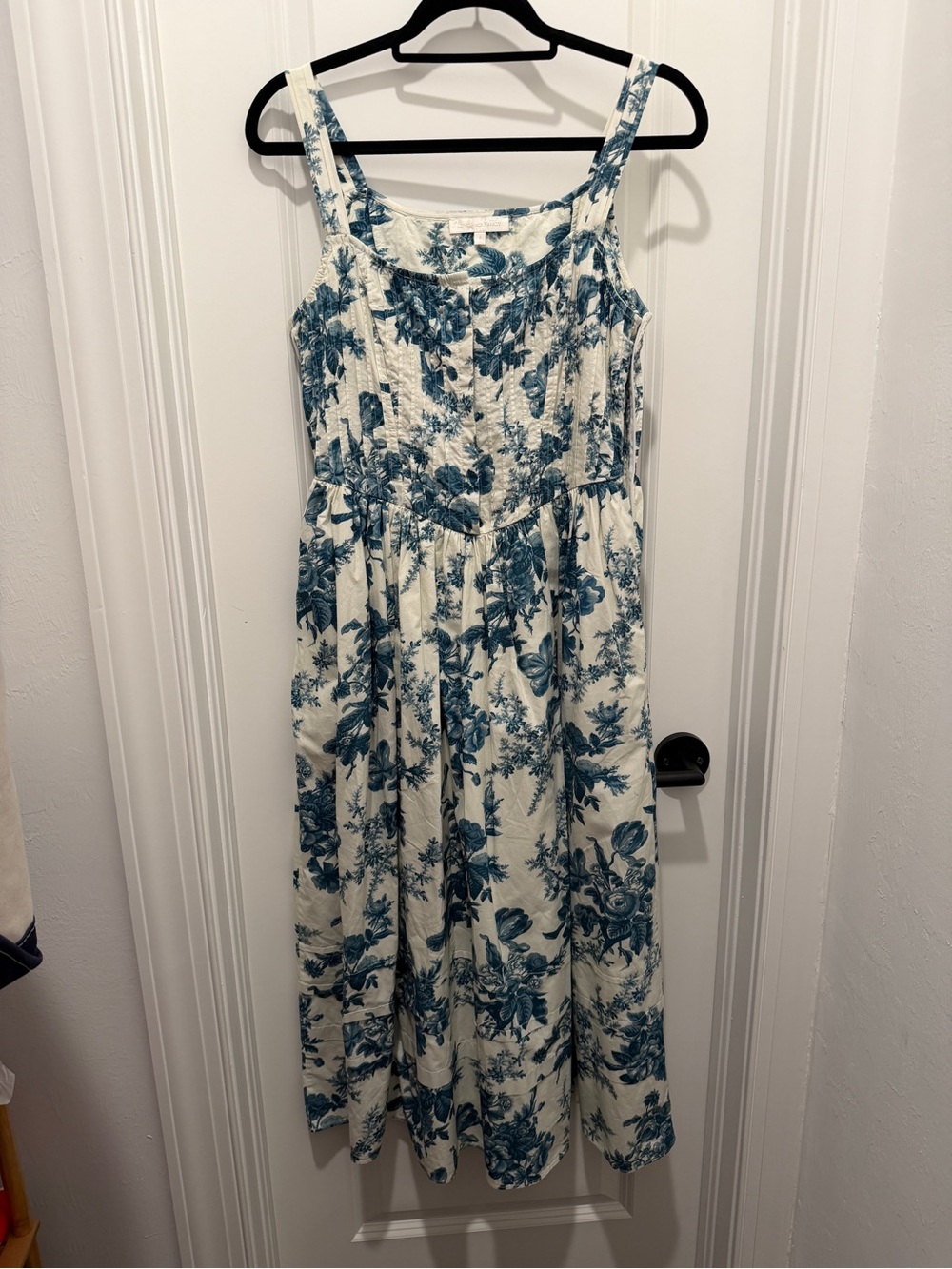 Love Shack Fancy Majory Blue & White Floral Midi Dress - Size 4